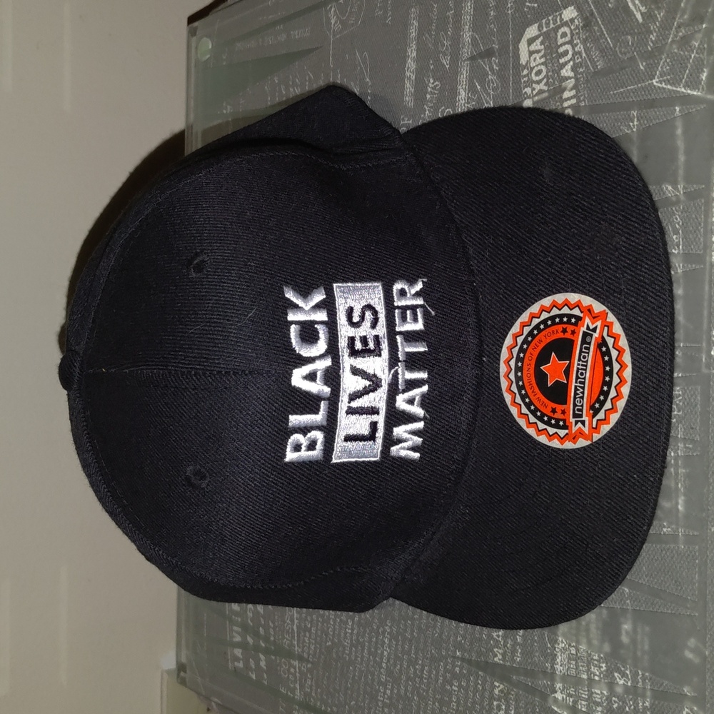 Black Lives Matter Embroidered Letters Snapback Hat Black White